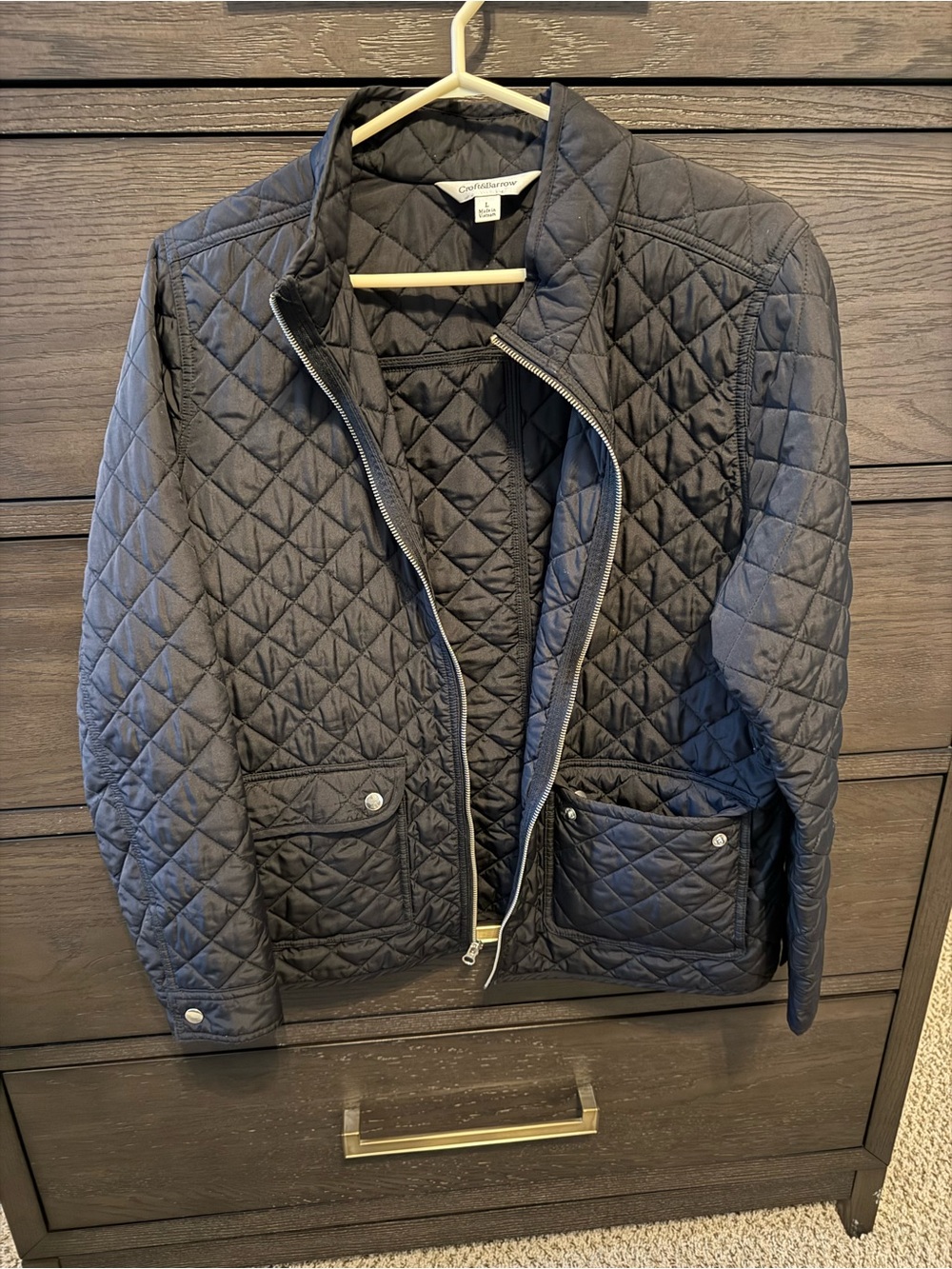 croft & barrow Navy Quilted Diamond-Pattern Puffer Jacket
